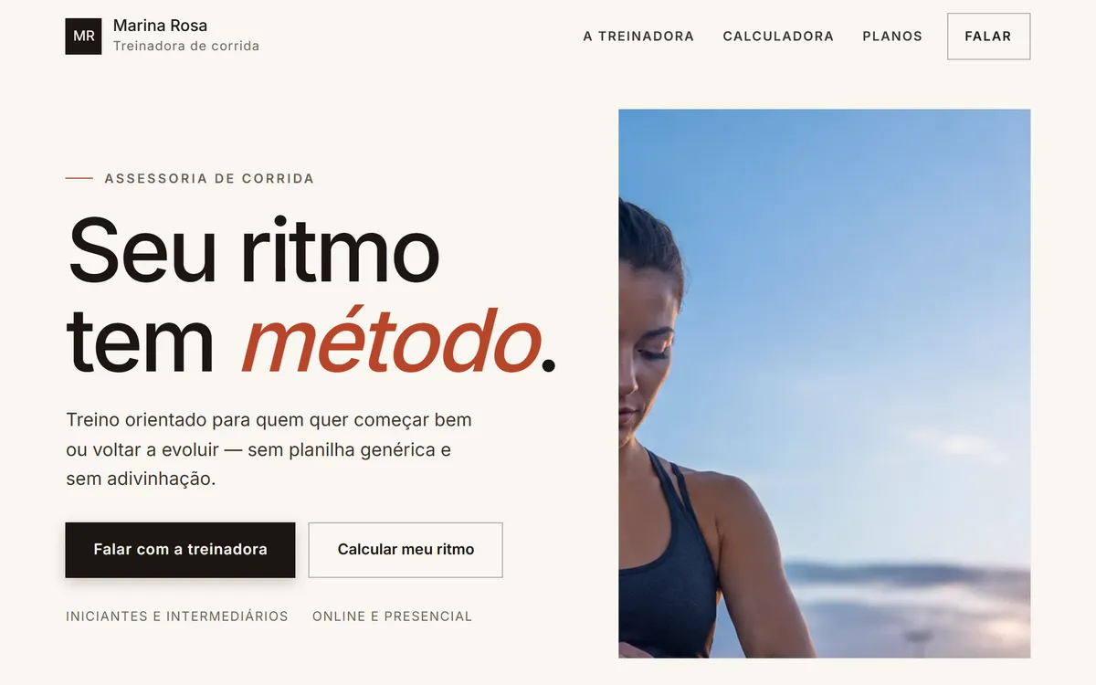 Abertura do modelo Editorial Coach