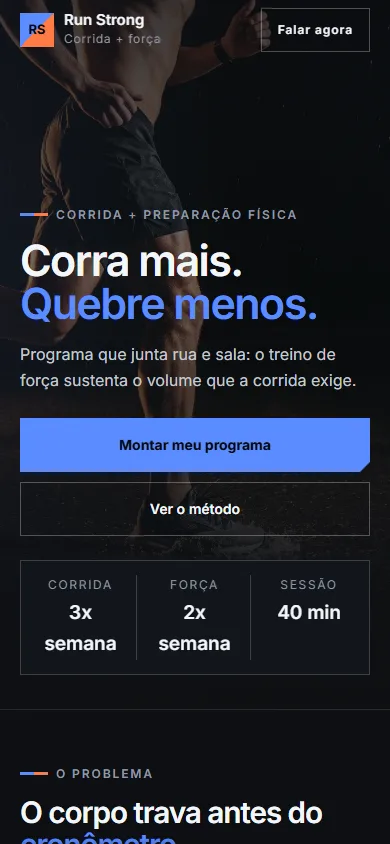 Run Strong visto no celular