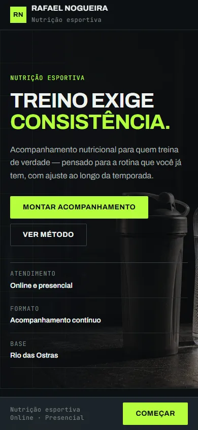 Nutri Performance visto no celular